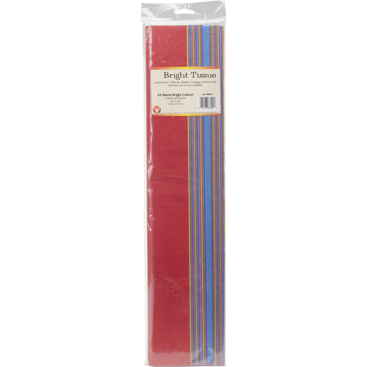 4er Pack - Hygloss Seidenpapier 20"X30" 24/Pkg - 3 von jeweils 8 hellen Farben - H88201 - Bild 1 von 1