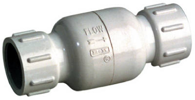 PVC Check Valve, Threaded, White, Schedule 40, 1-1/2 In. - 101-107 - Picture 1 of 1